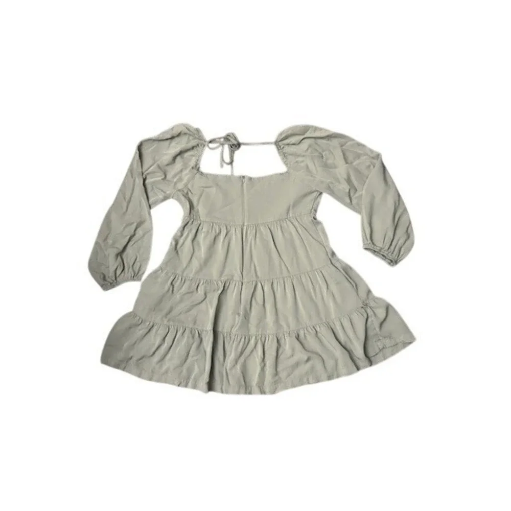 Shinestar Sage Green Tiered Babydoll Dress‎ Peasant Cottagecore Earthy Neutral